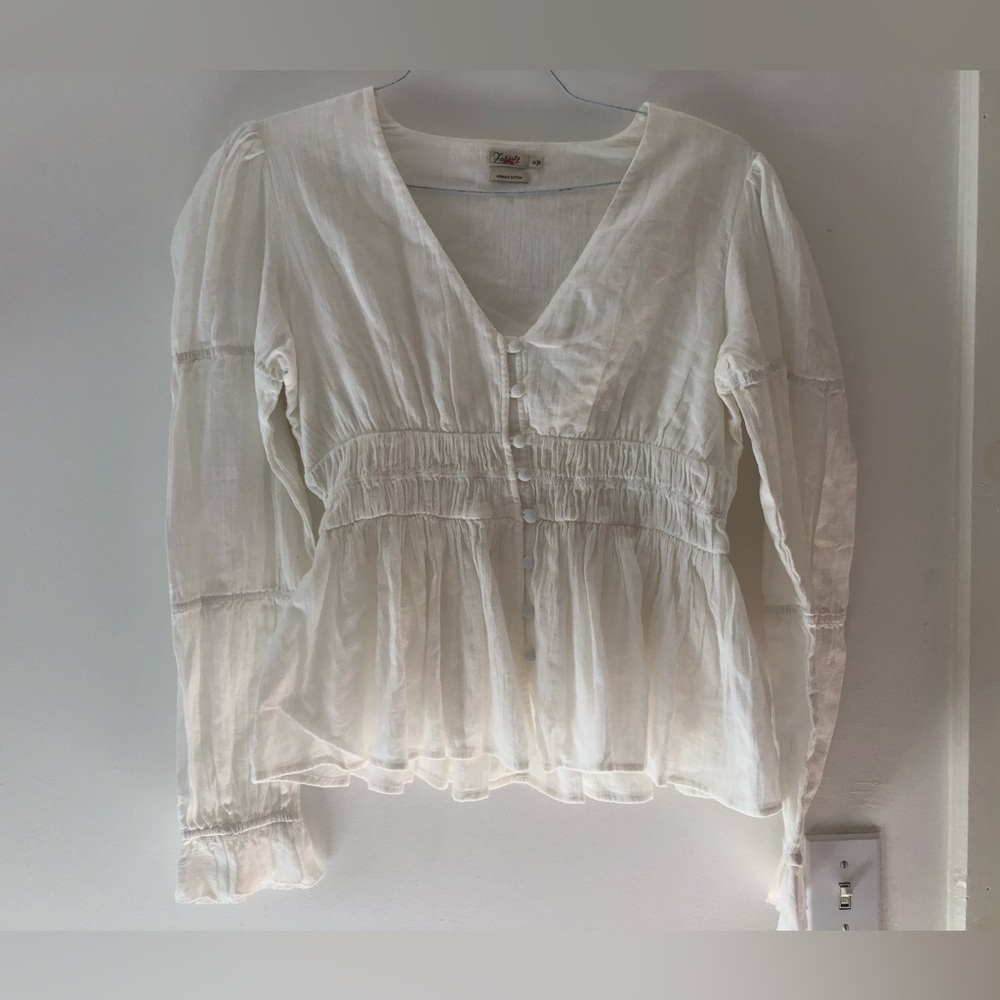 Faherty White Button-Down Blouse - Picture 3 of 16